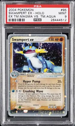 2004 POKEMON EX TEAM MAGMA VS TEAM AQUA #95 SWAMPERT EX-HOLO PSA 9 - Image 1