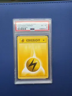 Pokemon 1st Edition Shadowless Lightning Energy 100/102 PSA 6 - Image 1