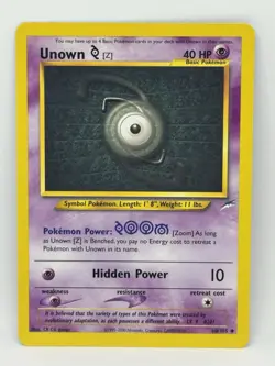 Pokemon Unown Z Neo Destiny TCG Base Card #60/105 LP Condition Non-Holo - Image 1