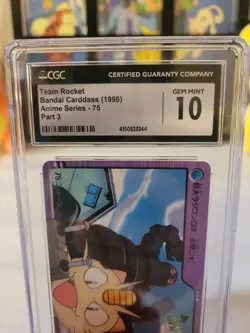 1998 Pokemon CGC 10 Gem Mint Meowth Bandai Carddass Anime Series 2 #75 - Image 2