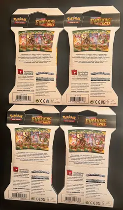 Pokemon Evolving Skies Sleeved Sealed Booster Art Set 4 Packs - Factory Sealed - Image 2
