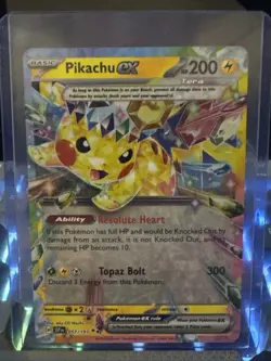 Pokemon TCG Sv08: Surging Sparks Pikachu EX Holo Foil Card 057/191 Double Rare - Image 1