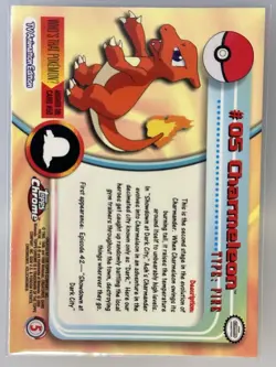 2000 Topps Chrome Pokemon #05 Charmeleon Base Holo TV Animation Edition - Image 2