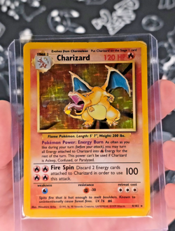 Pokemon TCG Charizard Base Set Holo Unlimited Rare Card 4/102 Heavily Played - Image 1