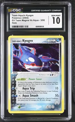 CGC 10 GEM MINT Team Aqua's Kyogre EX Team Magma Vs Aqua 3/95 Holo Pokemon Card - Image 1