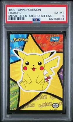 1999 TOPPS POKEMON THE MOVIE EDITION STICKER CARDS SITTING PIKACHU PSA 6 - Image 1