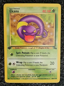 NM Near Mint 1st Edition Ekans 46/62 - Fossil Set - WOTC - Pokemon Card - 1999 - Image 1