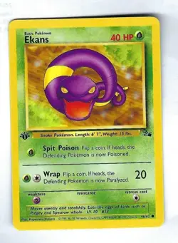 Ekans 46/62 - 1999 Fossil Set Pokemon Card 1st edition - Non Holo NM/M - Image 1