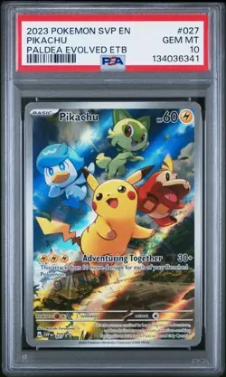 2023 POKEMON SVP EN-SV BLACK STAR PROMO #027 PIKACHU PSA 10 - Image 1