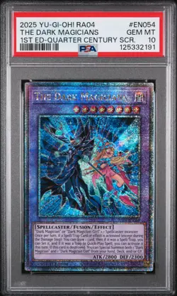 2025 YU-GI-OH! RA04-QUARTER CENTURY STAMPEDE #EN054 THE DARK MAGICIANS PSA 10 - Image 1