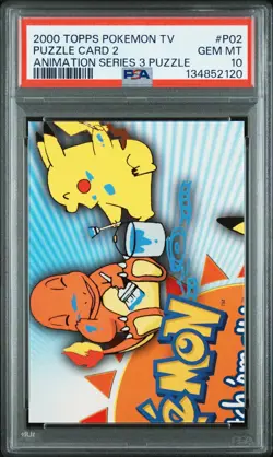 2000 TOPPS POKEMON TV ANIMATION SERIES 3 PUZZLE #P02 PUZZLE CARD 2 PSA 10 - Image 1