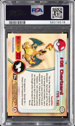 1999 TOPPS POKEMON TV #6 CHARIZARD PSA 9 - Image 2