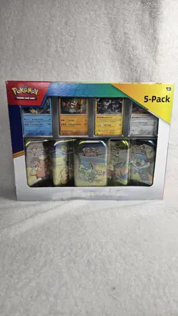 Pokemon TCG Scarlet & Violet Paldea Friends 5 Mini Tins Set + 4 Promo Cards Box - Image 1