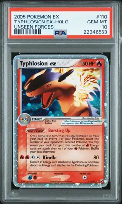 2005 POKEMON EX UNSEEN FORCES #110 TYPHLOSION EX-HOLO PSA 10 - Image 1