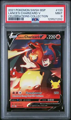 2021 POKEMON SWSH PROMO CELEBRATIONS COLLECTION LANCE'S CHARIZARD V PSA 9 - Image 1