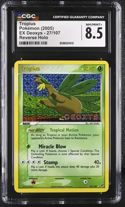 CGC 8.5 Tropius 2005 EX Deoxys 27/107 Reverse Holo Stamped Pokemon Card - Image 1