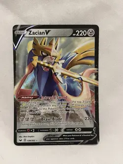 Zacian V 138/202 Pokemon Sword & Shield Base Set Holo Ultra Rare Card NM - Image 1