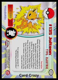 Jolteon #135 - Topps Chrome Series 2 Pokemon Card Light Play - Image 2