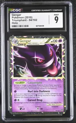 CGC 9 MINT Gengar 2010 Triumphant 94/102 Holo Pokemon Card - Image 1