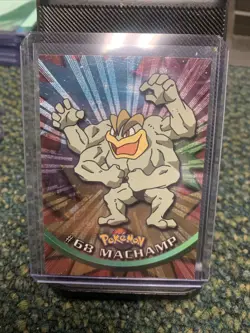 Machamp #68 - BLACK Logo - TEXTURED HOLO - SERIES 1 - TOPPS Pokemon Card - Image 1