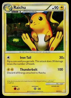 Pokemon Card - Raichu HeartGold SoulSilver 10/123 Holo Rare - Image 1