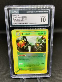 CGC Gem Mint 10 ?? Beedrill Reverse Holo Pokemon FOIL CARD Skyridge 5/144 PSA - Image 1