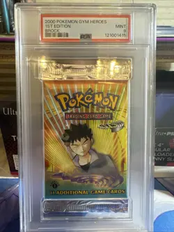2000 Pokemon Gym Heroes Sealed 1st Edition Booster Pack Brock Art PSA 9 - Image 1