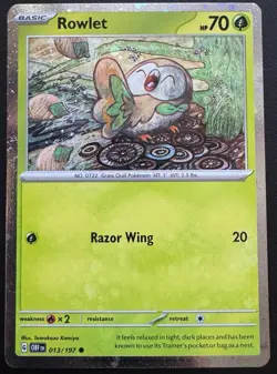 Rowlet 013/197 Obsidian Flames Cosmo Holo Pokemon TCG NM - Image 1