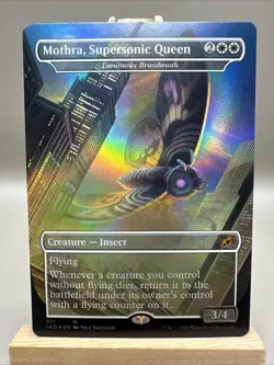 1X FOIL Mothra, Supersonic Queen BORDERLESS NM MTG Magic Ikoria Godzilla - Image 1