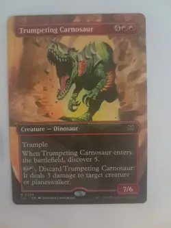 Trumpeting Carnosaur Borderless NM Magic the Gathering Caverns Of Ixalan LCI MTG - Image 1