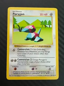 Pokemon TCG Shadowless Base Set Porygon 39/102 VLP - Image 1