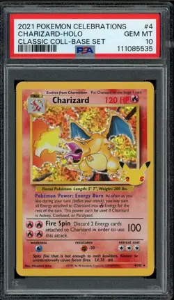 Pokemon PSA 10 Charizard 4/102 25th Anniversary Classic Collection Celebrations - Image 1