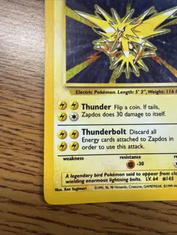 NM LP Zapdos 16/102 Holo Rare - Base Set Pokemon Card - Image 4