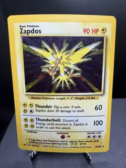 Pokemon TCG WOTC Base Set Zapdos 16/102 Holo Rare Unlimited MP - Image 1