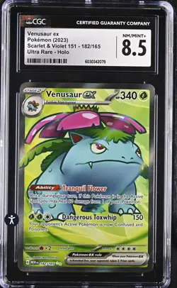 Pokemon Scarlet & Violet 151 182/165 Venusaur ex Full Art 2023 CGC 8.5 NM/MINT+ - Image 2