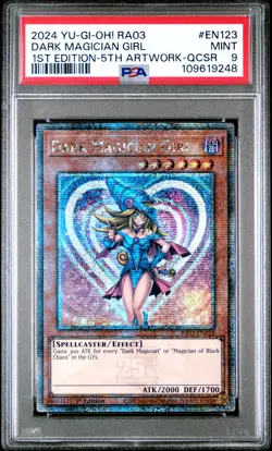 2024 YU-GI-OH! QUARTER CENTURY BONANZA 1ST EDITION DARK MAGICIAN GIRL PSA 9 - Image 1