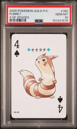 2000 POKEMON GOLD VERSION PLAYING CARDS 4 OF SPADES #162 FURRET PSA 10 - Image 1