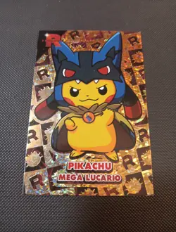 Pikachu Poncho Mega Lucario Gold Holo Team Rocket Card Database Peru Pokemon - Image 1