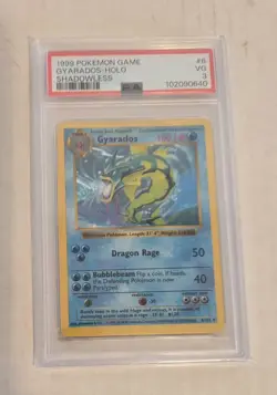 Pokemon vintage Base set Shadowless Gyarados Holo card, graded 3 - Image 1