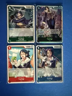 Tashigi One Piece TCG 4-card lot ST19 Super Rare+OP06/OP12 Rare+OP11 Common PWE - Image 1
