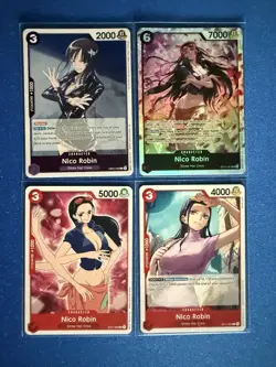 Nico Robin One Piece TCG 4-card lot OP12 Super Rare+EB02 Rare+much more - PWE - Image 1