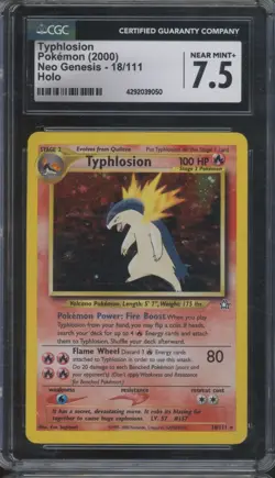 2000 Pokemon Neo Genesis Holo Swirl #18 Typhlosion CGC 7.5 - Image 1