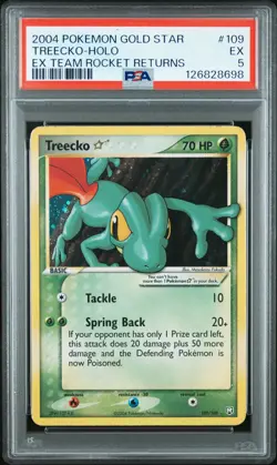 2004 POKEMON EX TEAM ROCKET RETURNS GOLD STAR #109 TREECKO-HOLO PSA 5 - Image 1