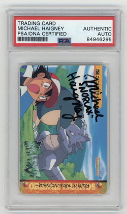 PSA Signed Micheal Haigney Pokemon Carddass Anime 259 Rhydon V Snorlax - Image 1
