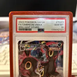 2022 POKEMON SWORD & SHIELD BRILLIANT STARS #TG23 FULL ART/UMBREON VMAX PSA 10 - Image 2