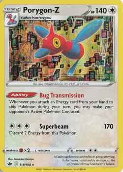 Porygon-Z Holo Rare - SWSH06: Chilling Reign #118/198 Pokemon TCG - Image 1