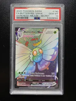 Pokemon Butterfree VMAX Darkness Ablaze Secret Rare Full Art #190 PSA 10 - Image 1