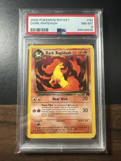 2000 Pokemon Rocket Unlimited #44 Dark Rapidash PSA 8 - Image 1