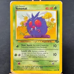Venonat - 63/64 - Jungle Set - Unlimited - Common - Pokemon - WOTC - Damaged - Image 1