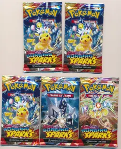 POKEMON TCG SCARLET & VIOLET SURGING SPARKS FACTORY SEALED BOOSTER 5 PACK LOT M - Image 1